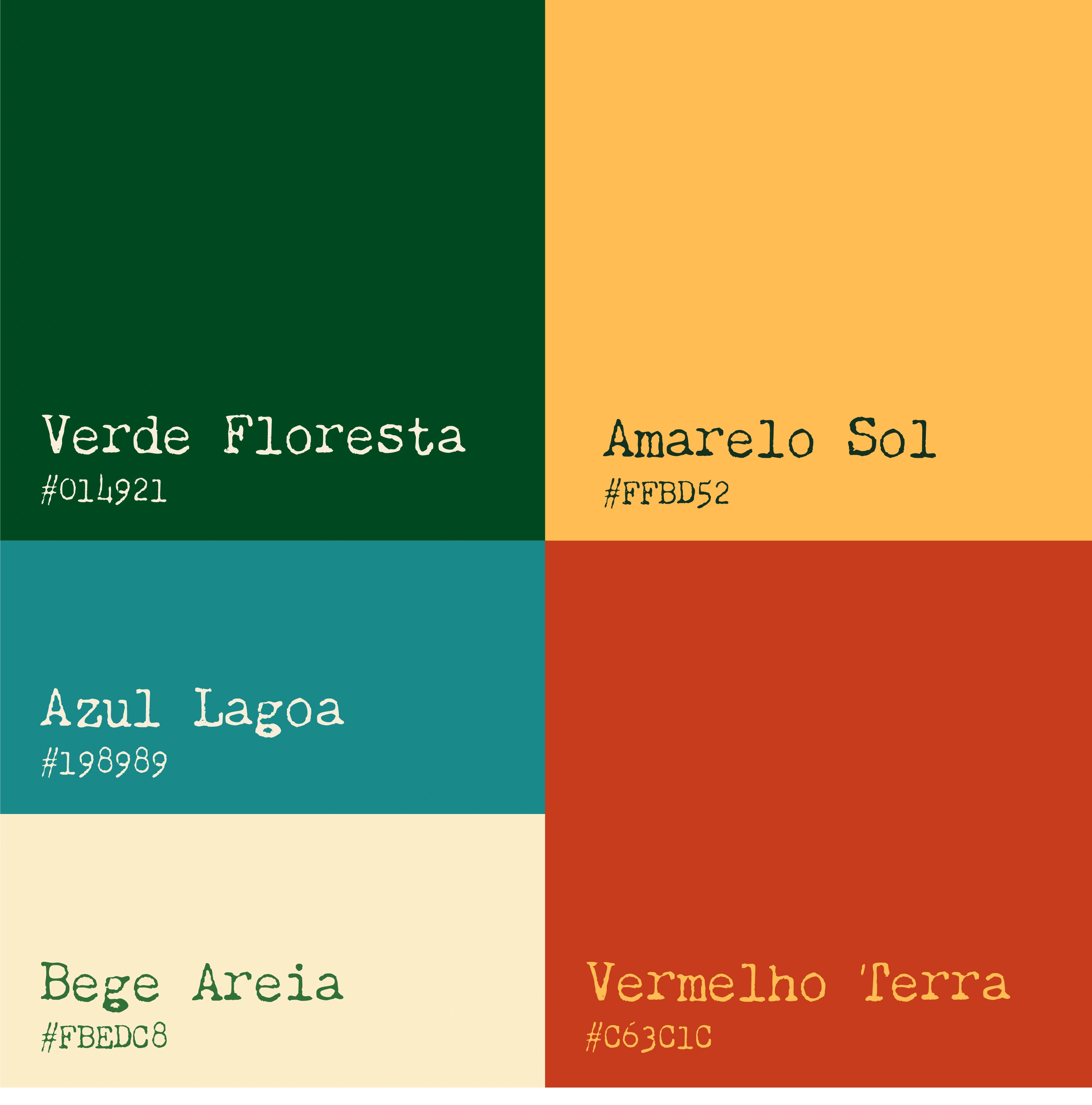 Paleta de cores da identidade visual do Parque Grená - tons terrosos e orgânicos inspirados na natureza das Furnas