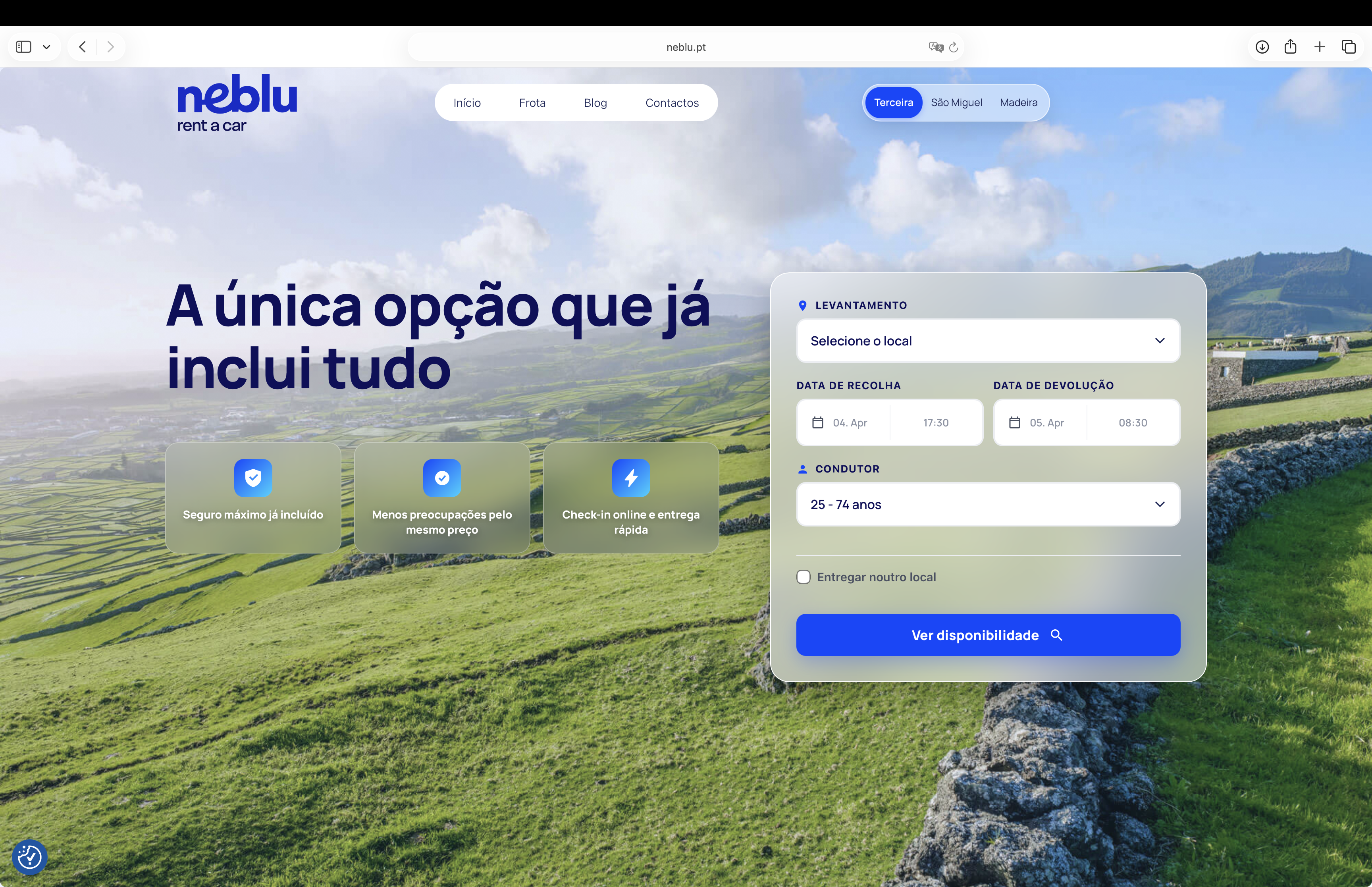 Website Neblu - UX/UI com motor de reservas integrado