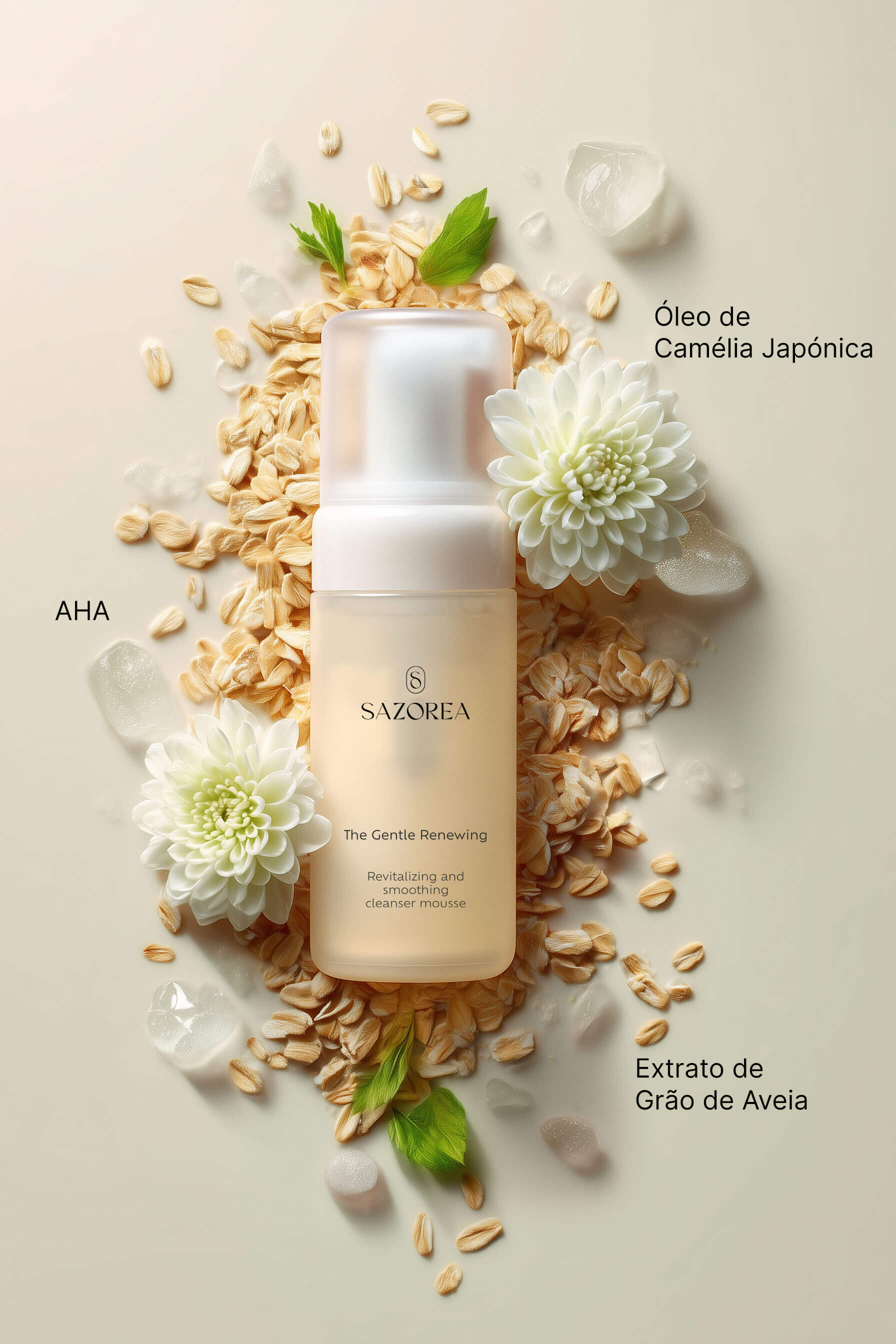 Espuma de limpeza Sazorea The Gentle Renewing com ingredientes naturais dos Açores
